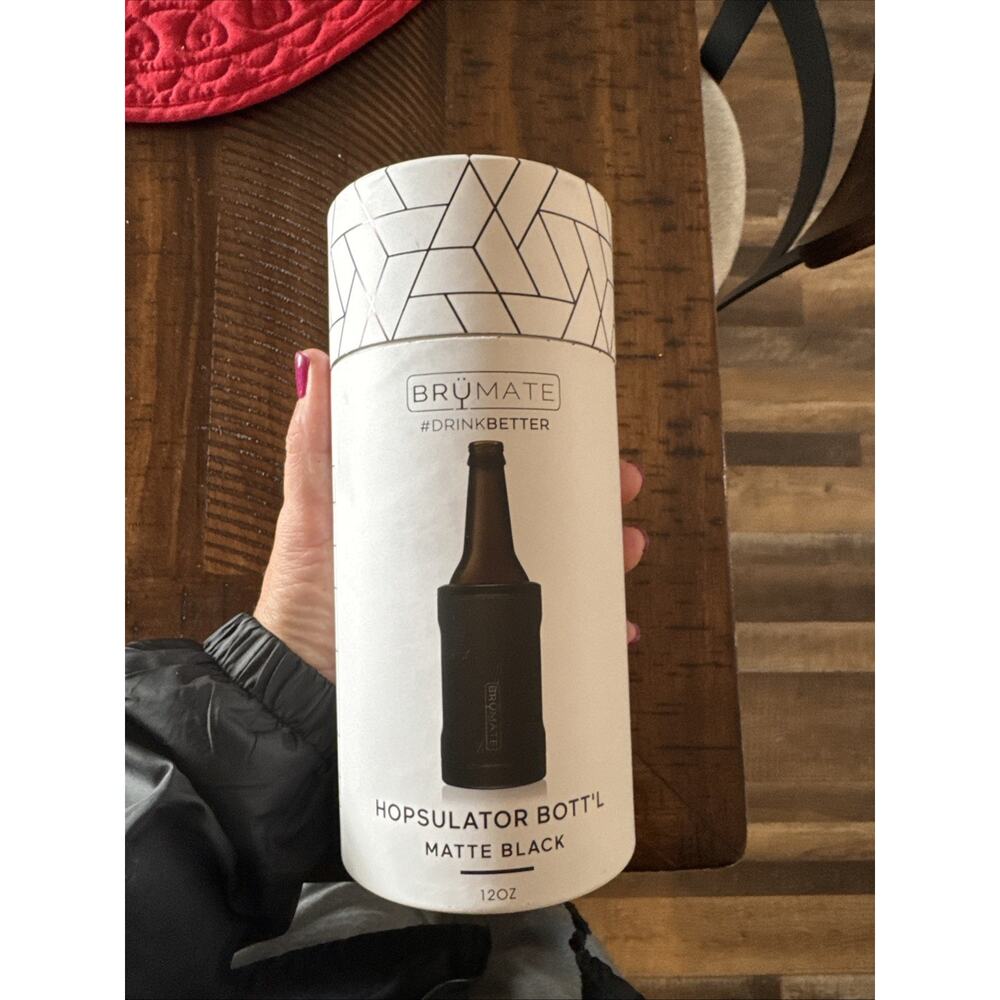 NEW Brumate Matte Black Hopsulator bott'l, 12 oz. Bottle Cooler Stainless Steel